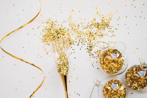 New year background with golden confetti