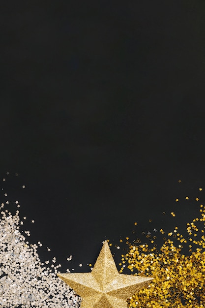 New year background with star and confetti