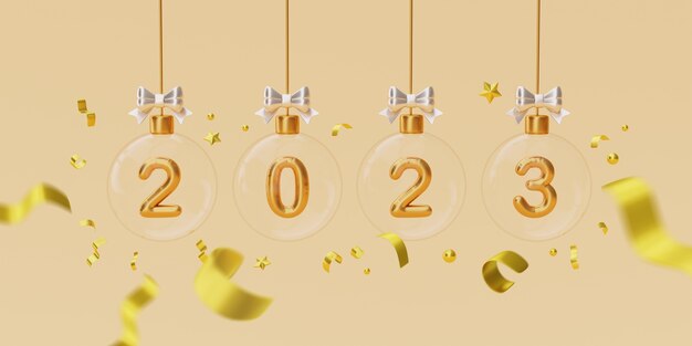 New year celebration with confetti and ornaments