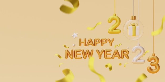 new year celebration with confetti and ornaments