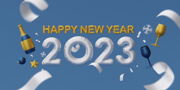 new year celebration with confetti and ornaments