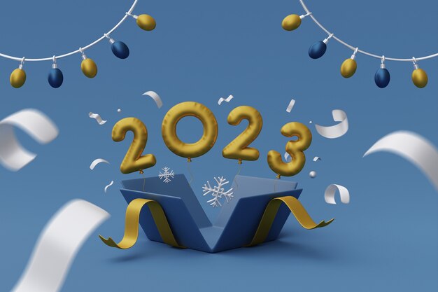 New year celebration with confetti and ornaments