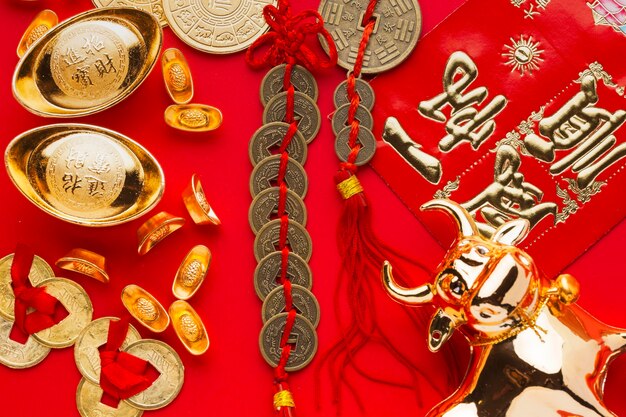 New year chinese 2021 golden ox and lucky money
