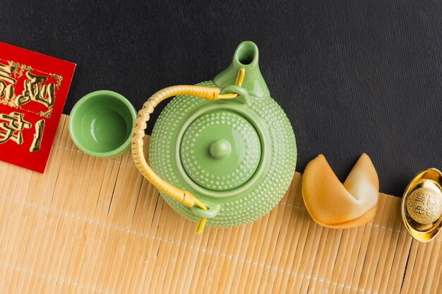 New year chinese 2021 teapot top view