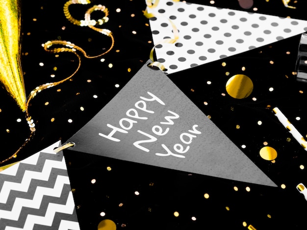 New year lettering on black background