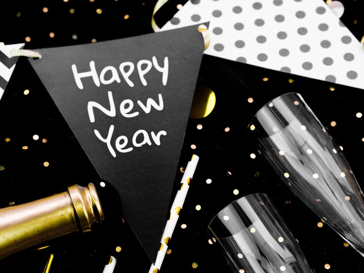Free Photo new year lettering on garlands