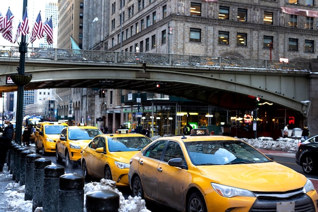 New york city cabs during daytime