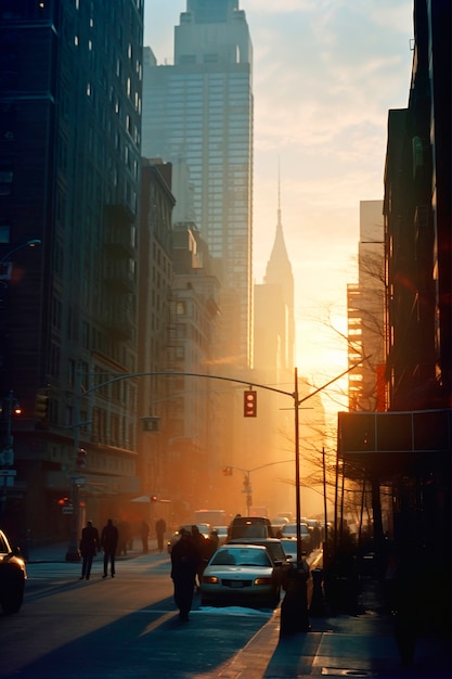 Free photo new york city at dawn