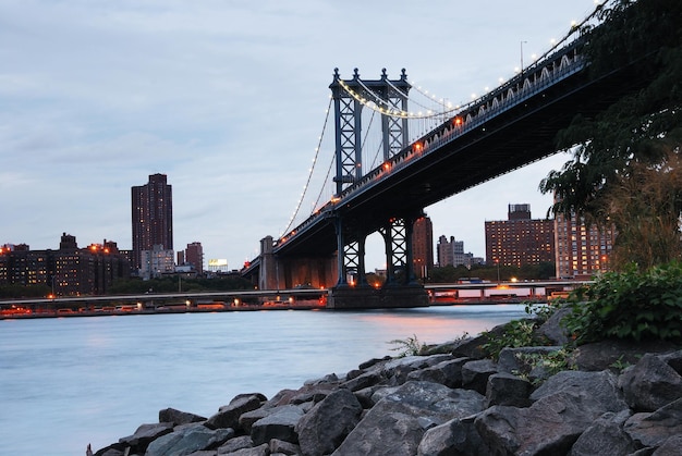 New York City Manhattan Bridge over Hudson River