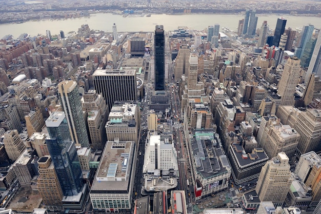 ニューヨーク市マンハッタンストリートの航空写真