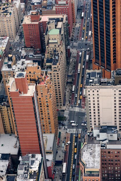 Вид с воздуха на улицу Манхэттен в Нью-Йорке