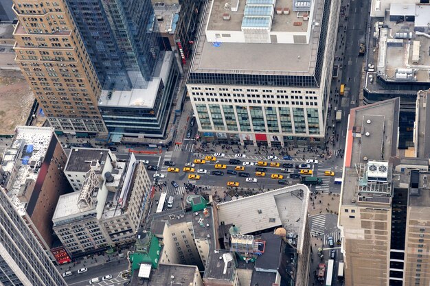 ニューヨーク市マンハッタンストリートの航空写真