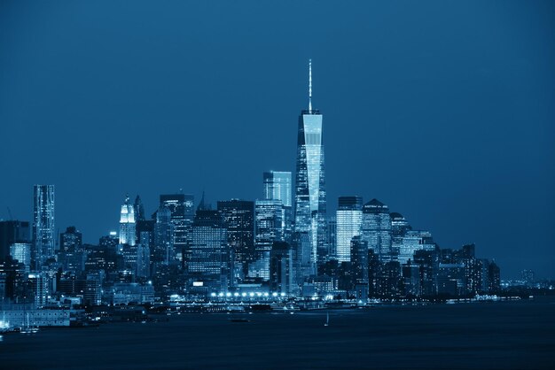 NEW YORK CITY- SEP 20: One World Trade Center at night on September 20, 2013 in New York City. It is the 4th highest building in the world..