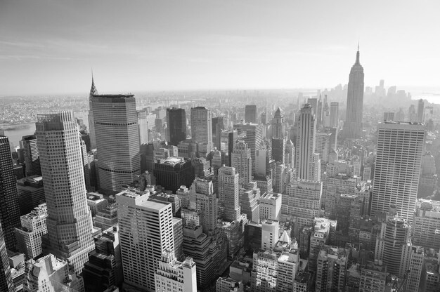 New York City skyline black and white