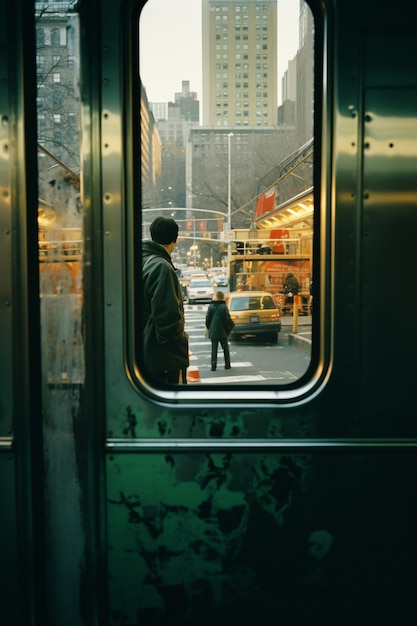 New york city viewed from train window