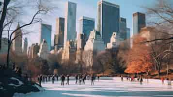 Free photo new york park during winter