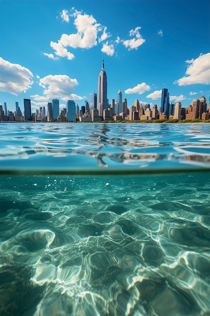 Foto gratuita vista di new york con l'empire state building