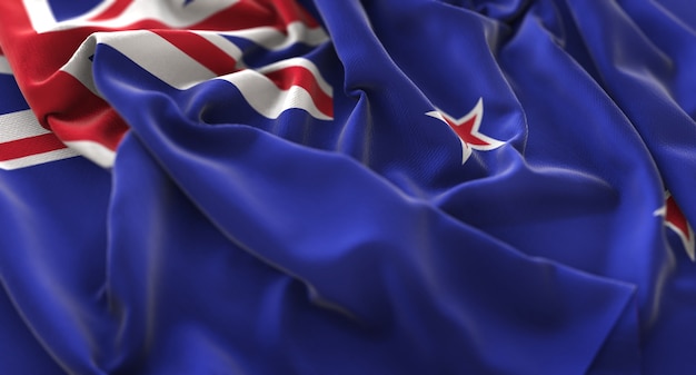 Флаг Новой Зеландии украл красиво машущий макрос крупным планом