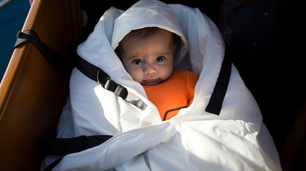 Free photo newborn baby saved from the migration crisis