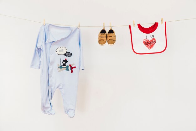 Newborn concept with clothesline