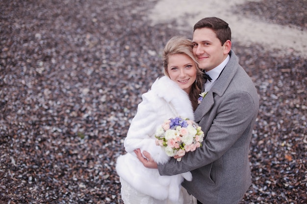 Free photo newlyweds embracing