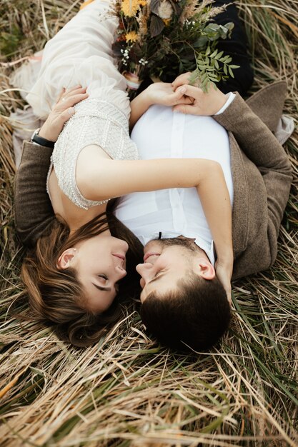 Newlyweds rest in nature