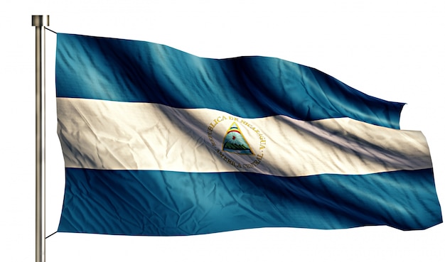 Национальный национальный флаг Никарагуа, изолированных на белом фоне