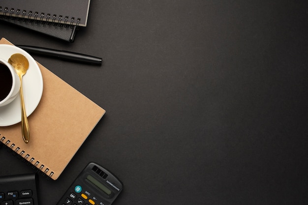 Nice business desk on black background