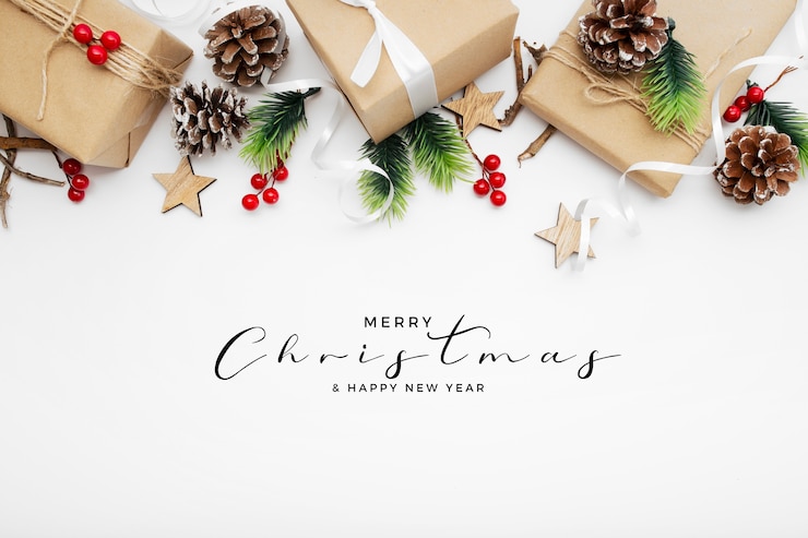 Free Photo nice christmas packages on white table