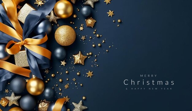 Nice greeting christmas on blue background with copyspace