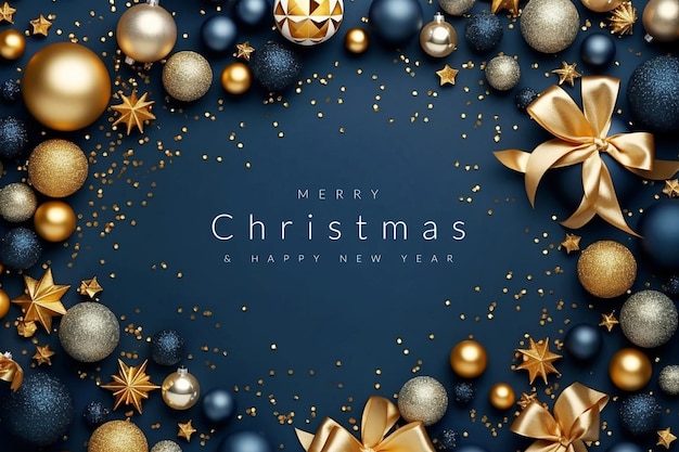 Nice greeting christmas on blue background with copyspace