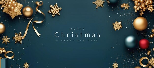 Nice greeting christmas on blue background with copyspace