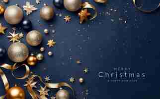 Free photo nice greeting christmas on blue background with copyspace