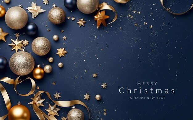 Nice greeting christmas on blue background with copyspace