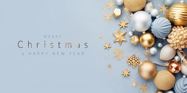 Free photo nice greeting christmas on light blue with copyspace