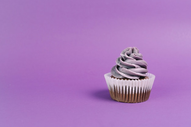 Nice muffin on violet background