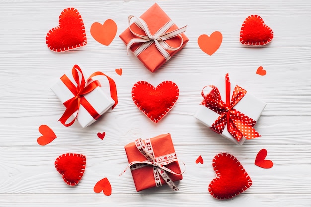 Nice presents and hearts composition