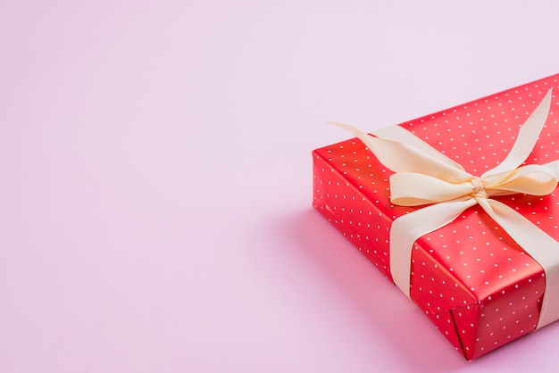 Nicely wrapped gift with ribbon