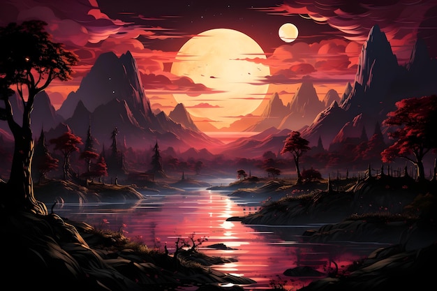 night landscape illustration