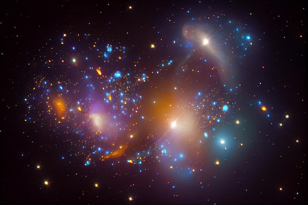 Night sky ablaze with glowing star nebula generative AI