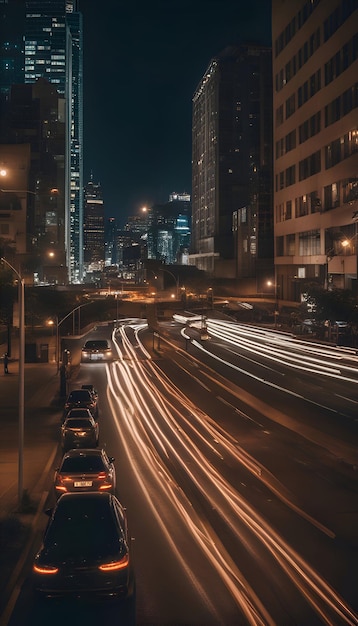 Foto gratuita traffico notturno nel centro di los angeles california stati uniti d'america