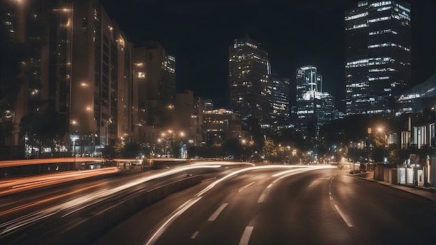 無料写真 カリフォルニア州ロサンゼルスのダウンタウンの夜の交通量