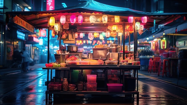 Nighttime street food market