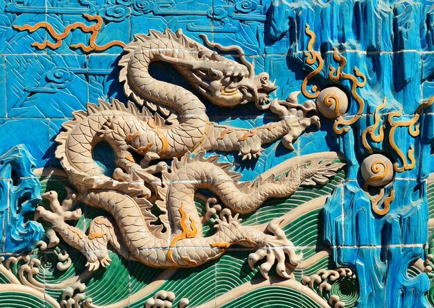 Nine-Dragon Wall in Beihai Park in Beijing