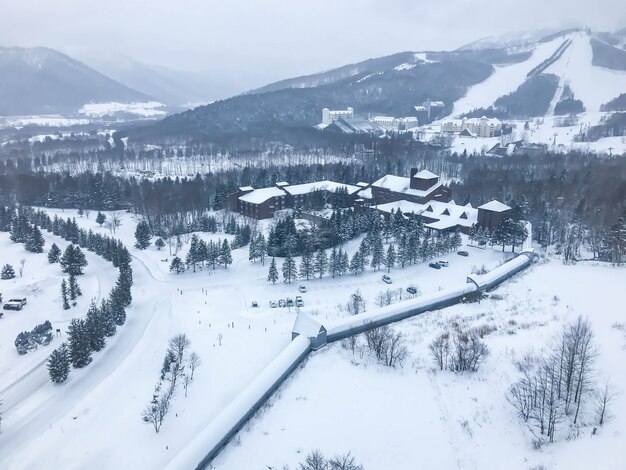 Вид на город Нисеко, Хоккайдо Япония