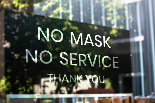 Free photo no mask, no service poster at cafe