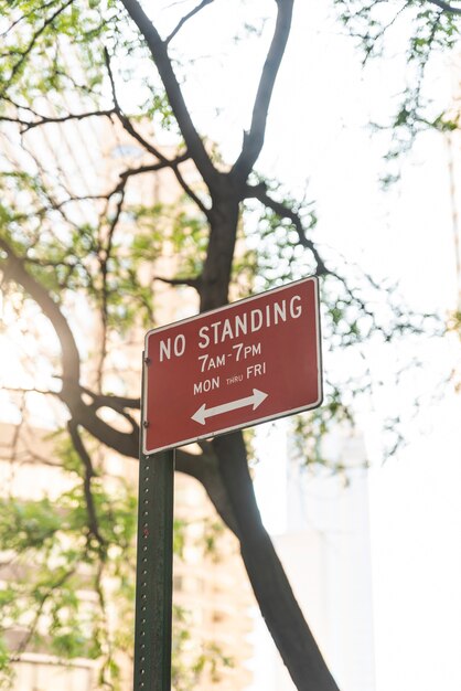 No standing sign with blurred background