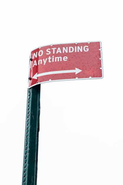 no standing warning sign closeup