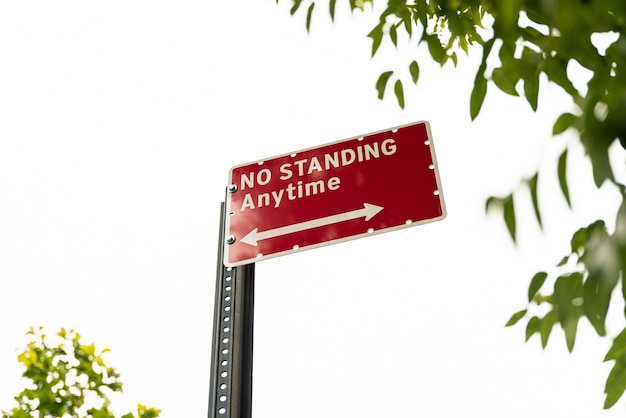 no standing  warning sign closeup 