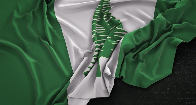 Norfolk Island Flag Wrinkled On Dark Background 3D Render